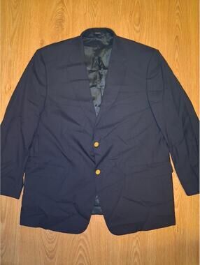 Hart Schaffner Marx Blazer Mens 48R Navy Gold Buttons Wool